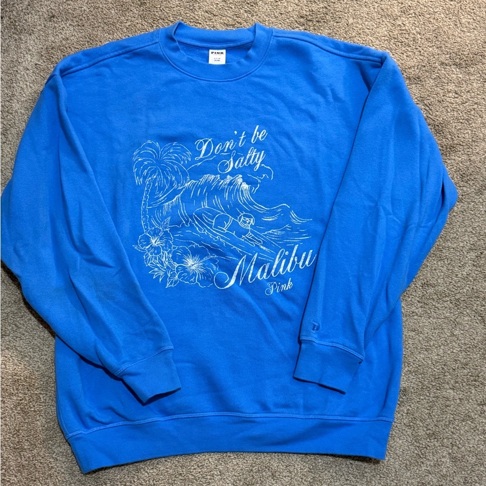 Pink VS salty blue crewneck sweatshirt NWOT small